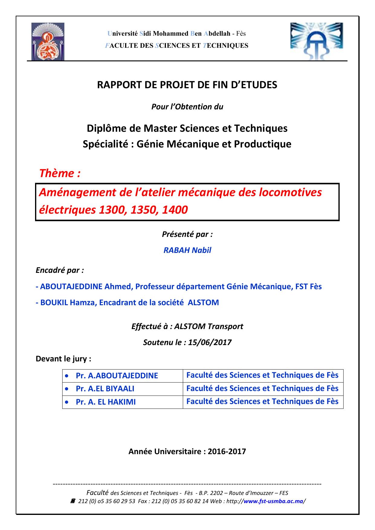 Aménagement de l’atelier mécanique des locomotives électriques 1300, 1350, 1400 Présenté par