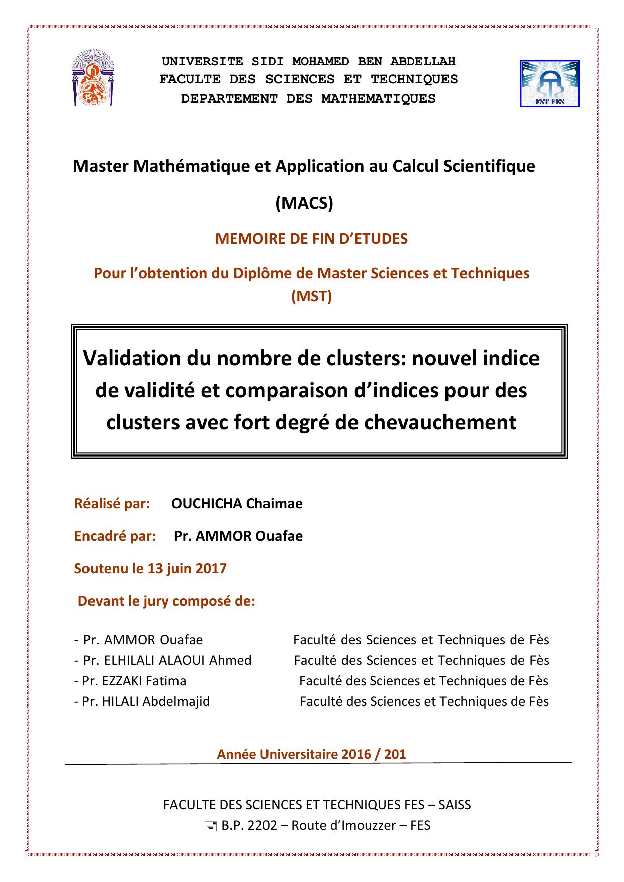 Validation du nombre de clusters: nouvel indice de validité et comparaison d’indices pour des clusters avec fort degré de chevauchement