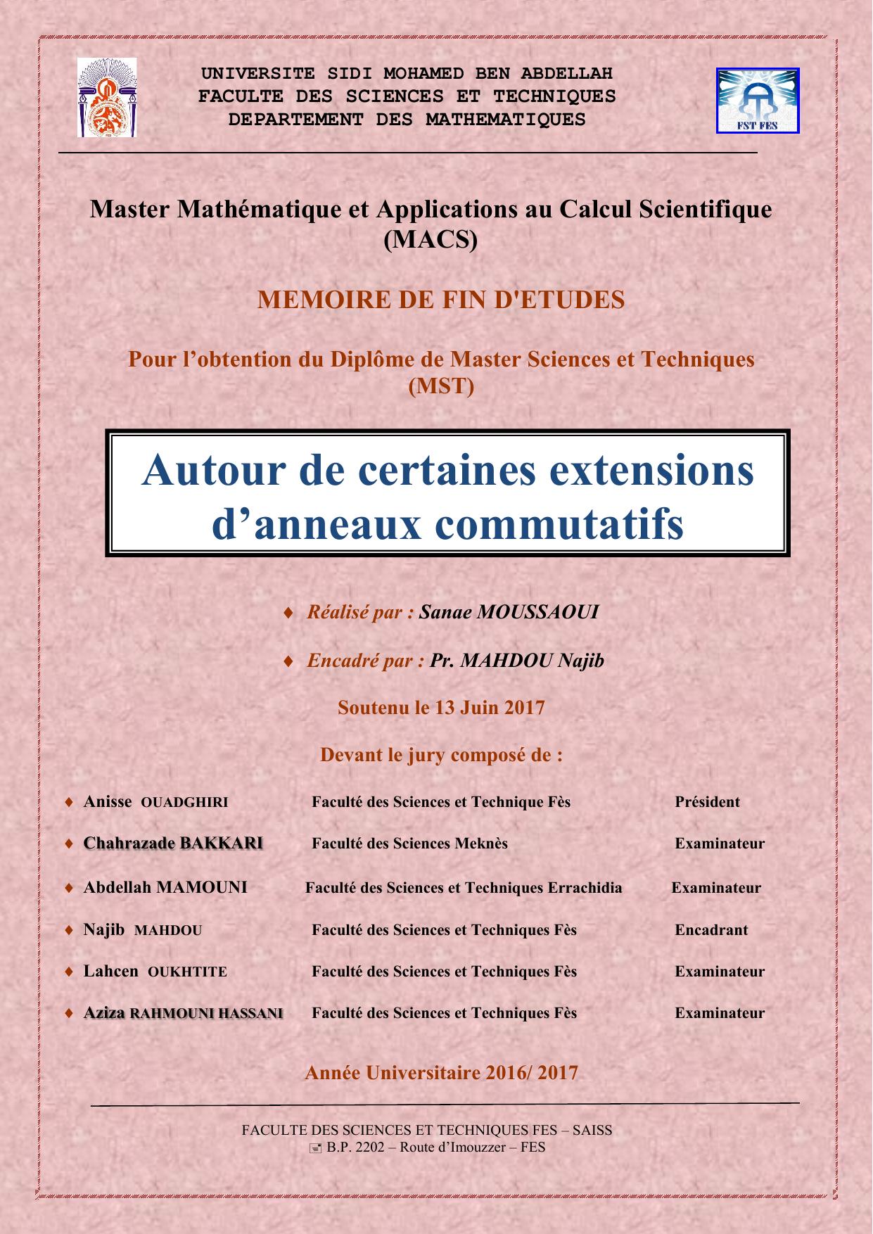 Autour de certaines extensions d’anneaux commutatifs