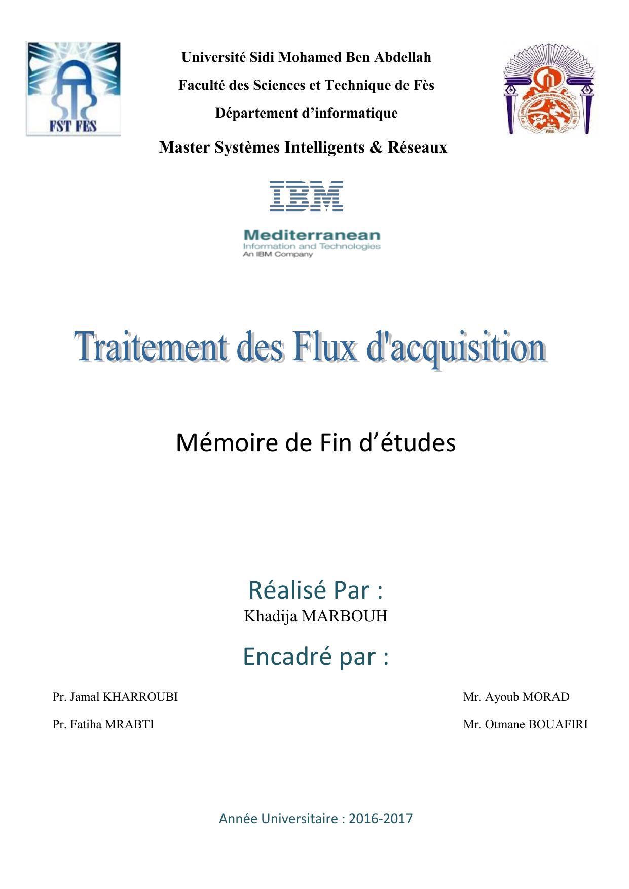 Traitement des flux d'acquisition