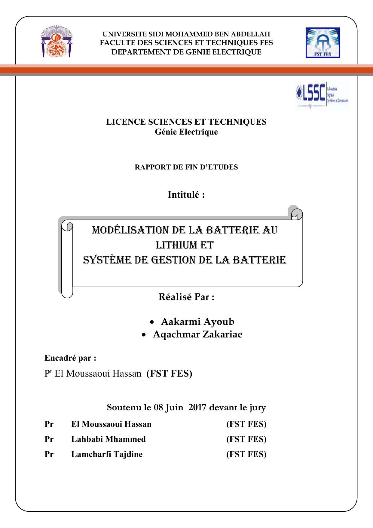 Modélisation de la batterie au Lithium et système de gestion de la batterie