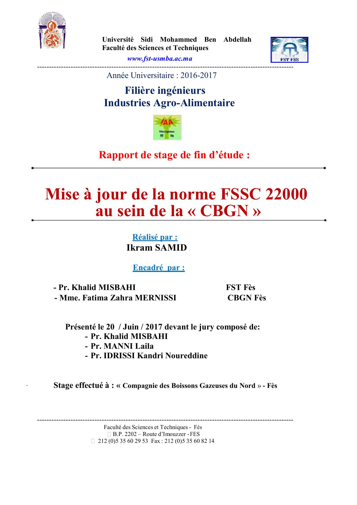 Mise à jour de la norme FSSC 22000 au sein de la « CBGN »