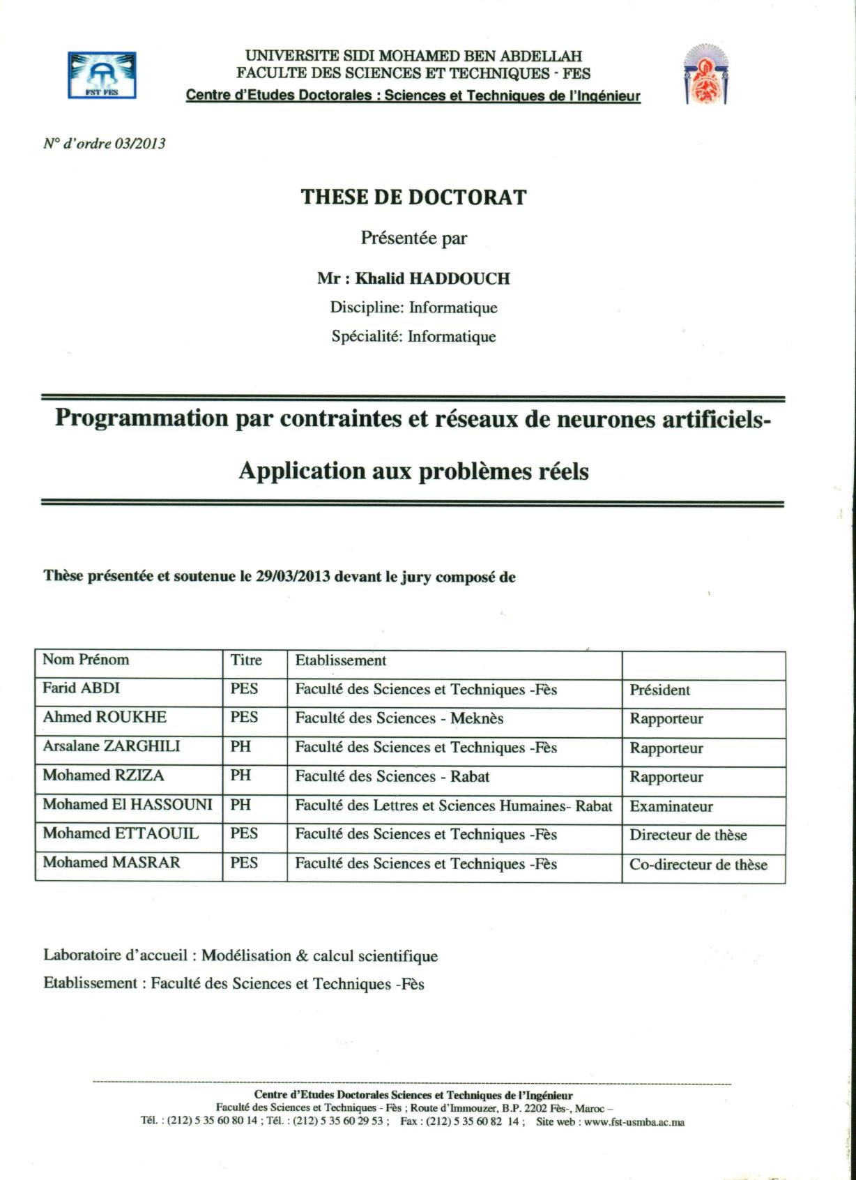 Programmation par contraintes et réseaux de neurones artificiels, Applications aux problèmes réels