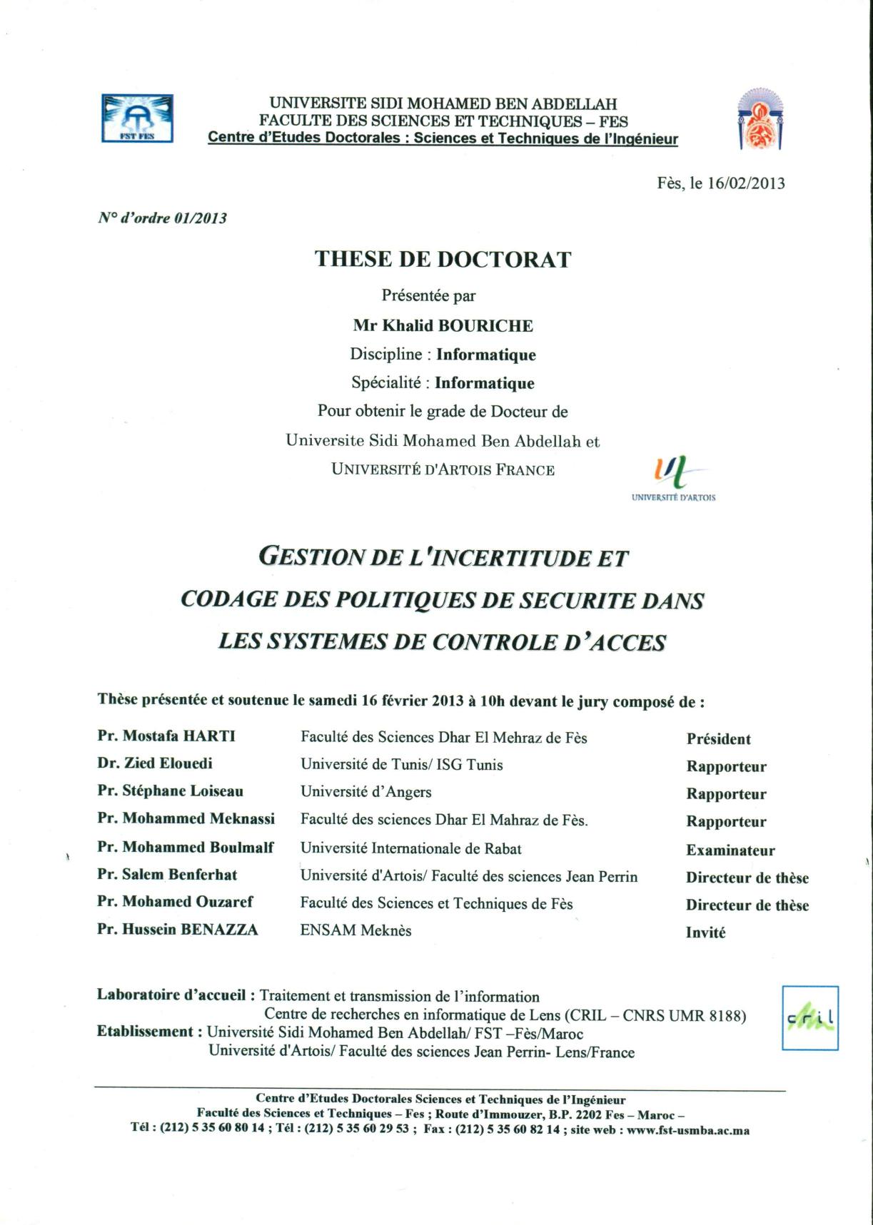 Gestion de l’incertitude et codage des politiques de sécurités dans les systèmes de contrôle d’accès.