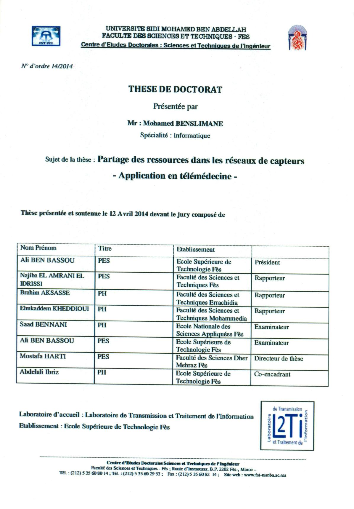 Partage des ressources dans les réseaux de capteurs : Application en télémédecine.