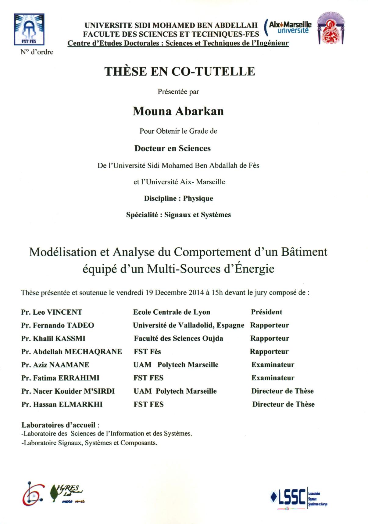 Modélisation et Analyse du comportement d’un bâtiment équipé d’un Multi-Sources d’Energie.