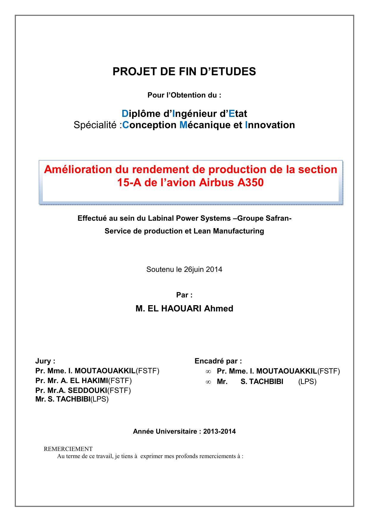 Amélioration du rendement de production de la section 15-A de l’avion Airbus A350