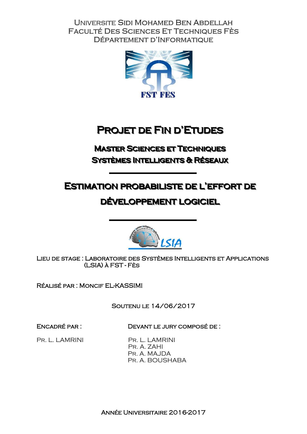 Estimation probabiliste de l'effort de développement logiciel