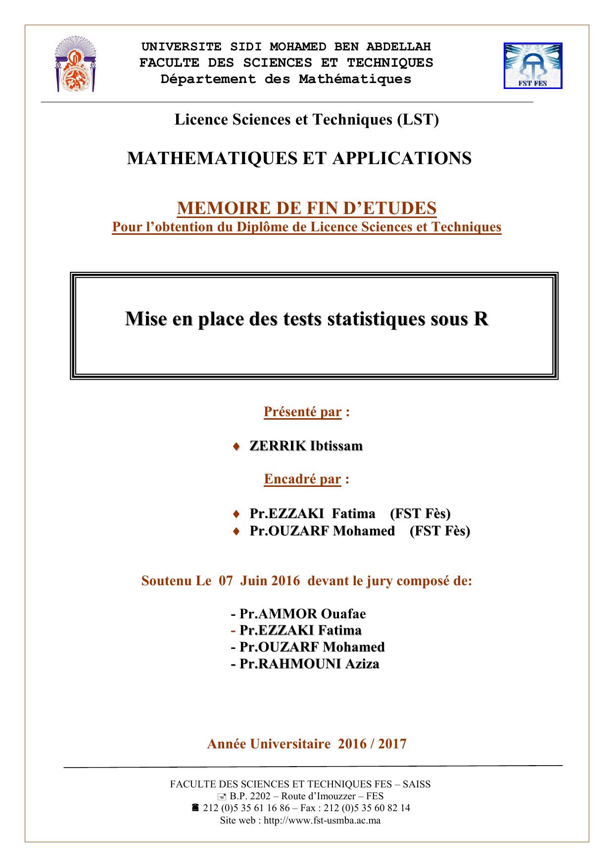 Mise en place des tests statistiques sous R