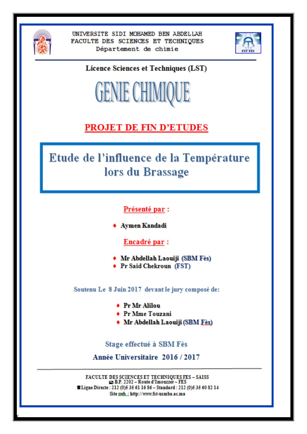 Etude de l'influence de la température lors de brassage