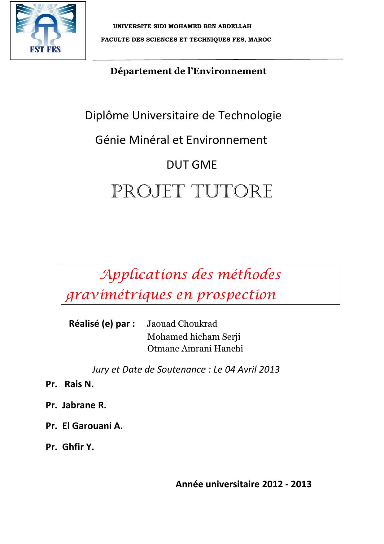 Applications des méthodes gravimétriques en prospection