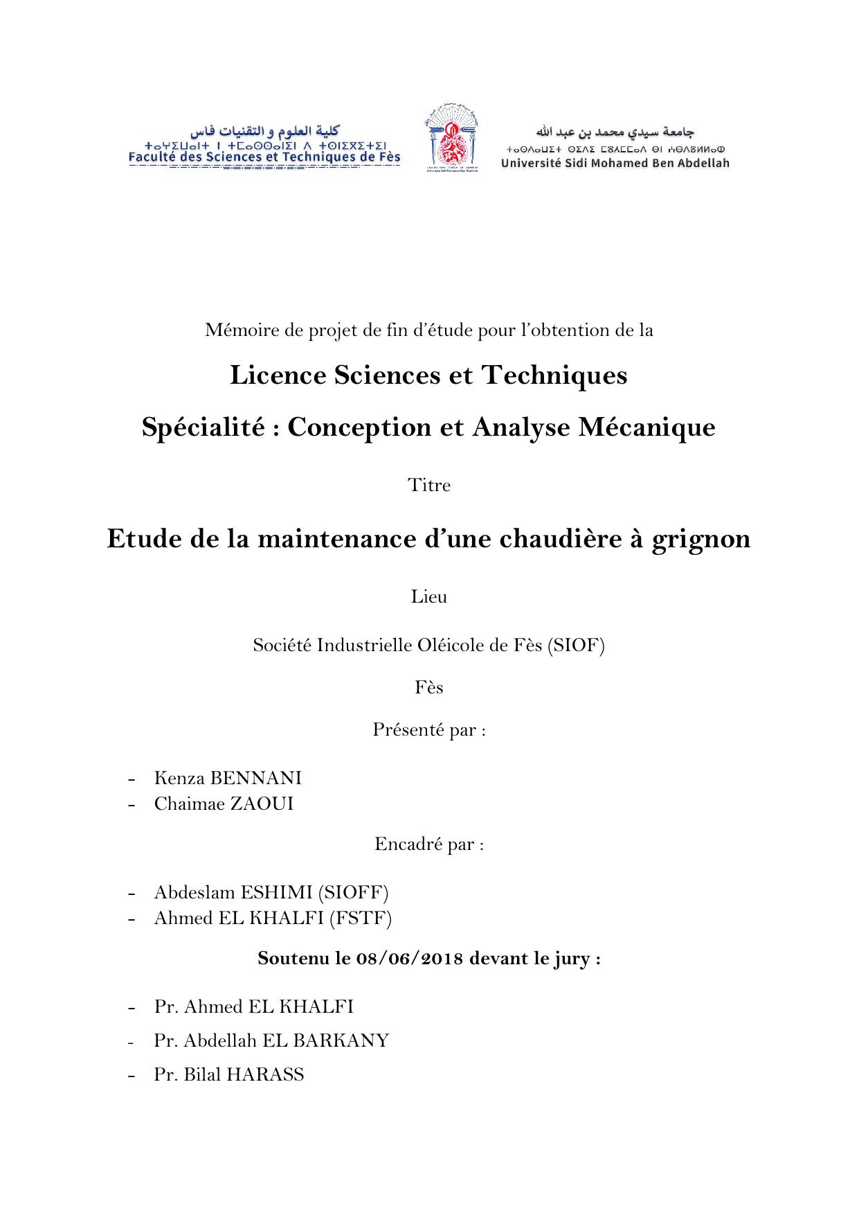 Etude de la maintenance d’une chaudière à grignon