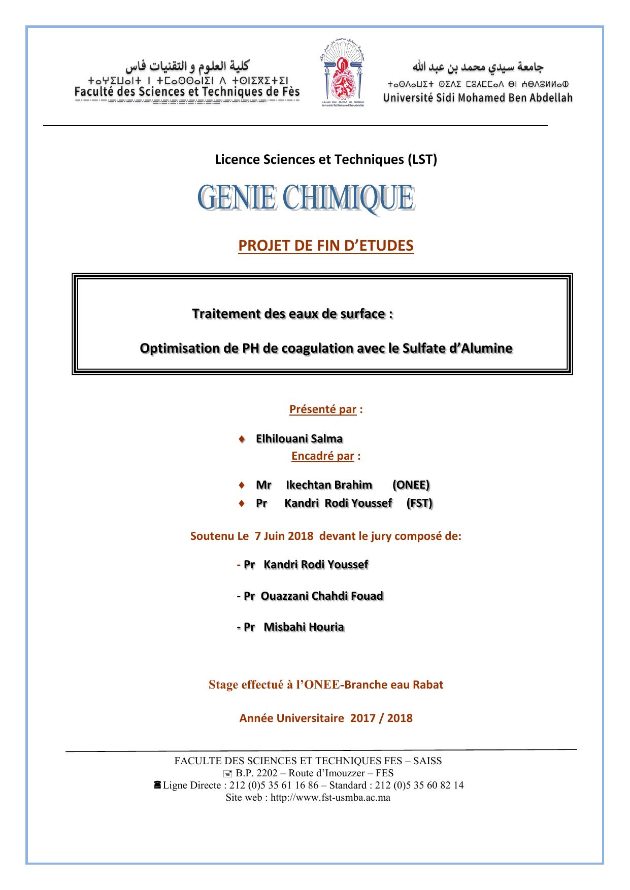 Traitement des eaux de surface : Optimisation de PH de coagulation avec le Sulfate d’Alumine