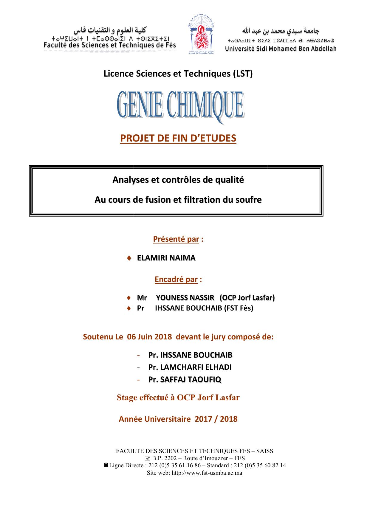 Analyse et contrôle de qualité au cours de fusion et filtration de soufre