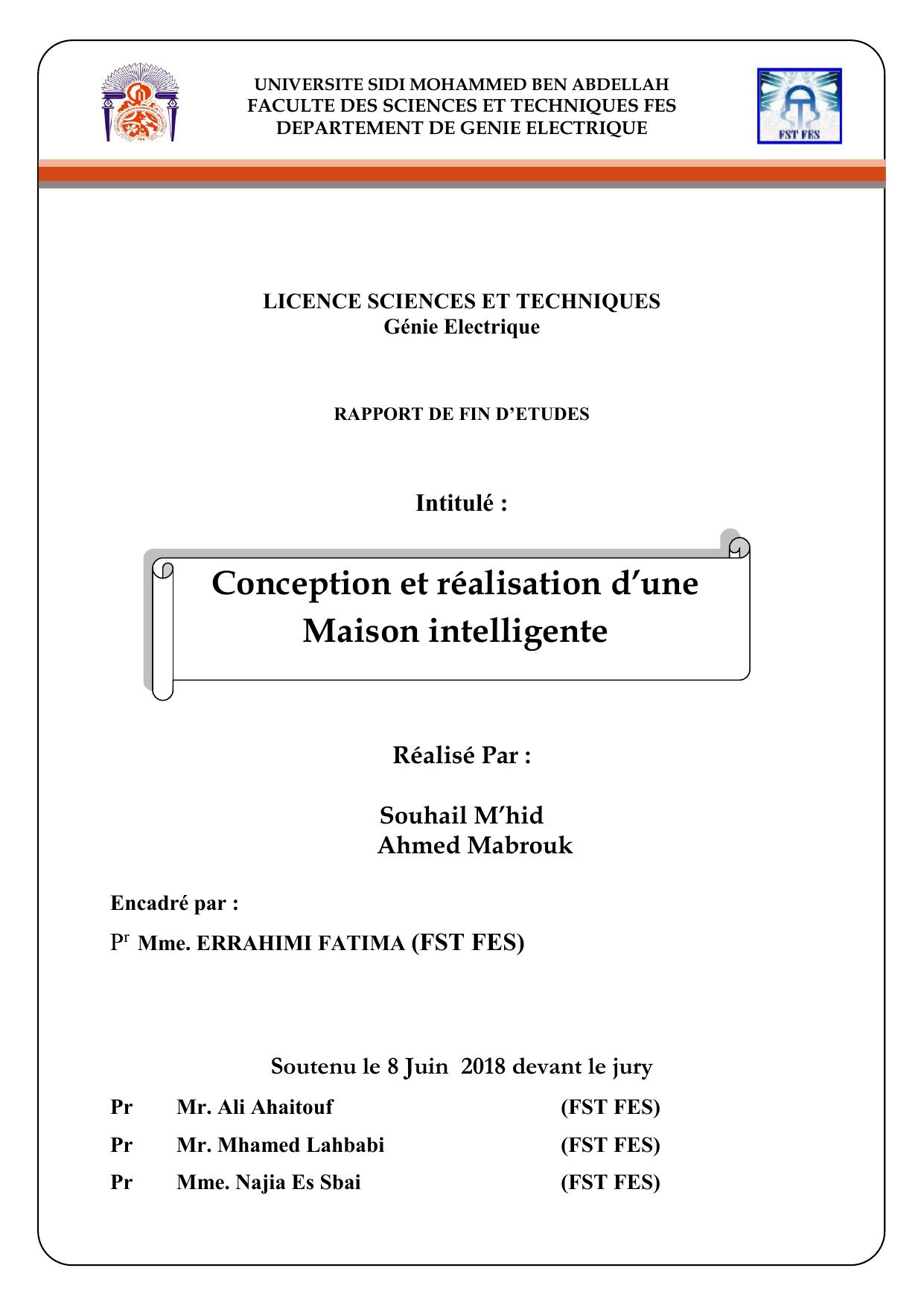 Conception et réalisation d’une Maison intelligente