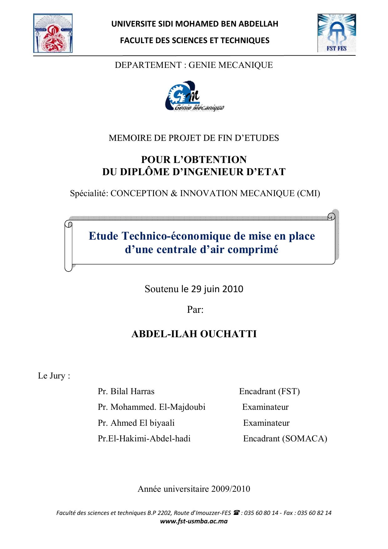 Etude Technico-économique de mise en place d’une centrale d’air comprimé