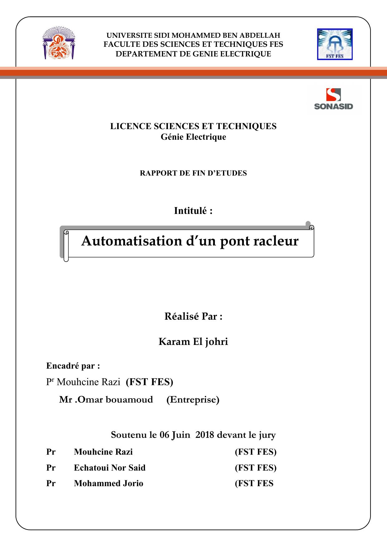 Automatisation d’un pont racleur