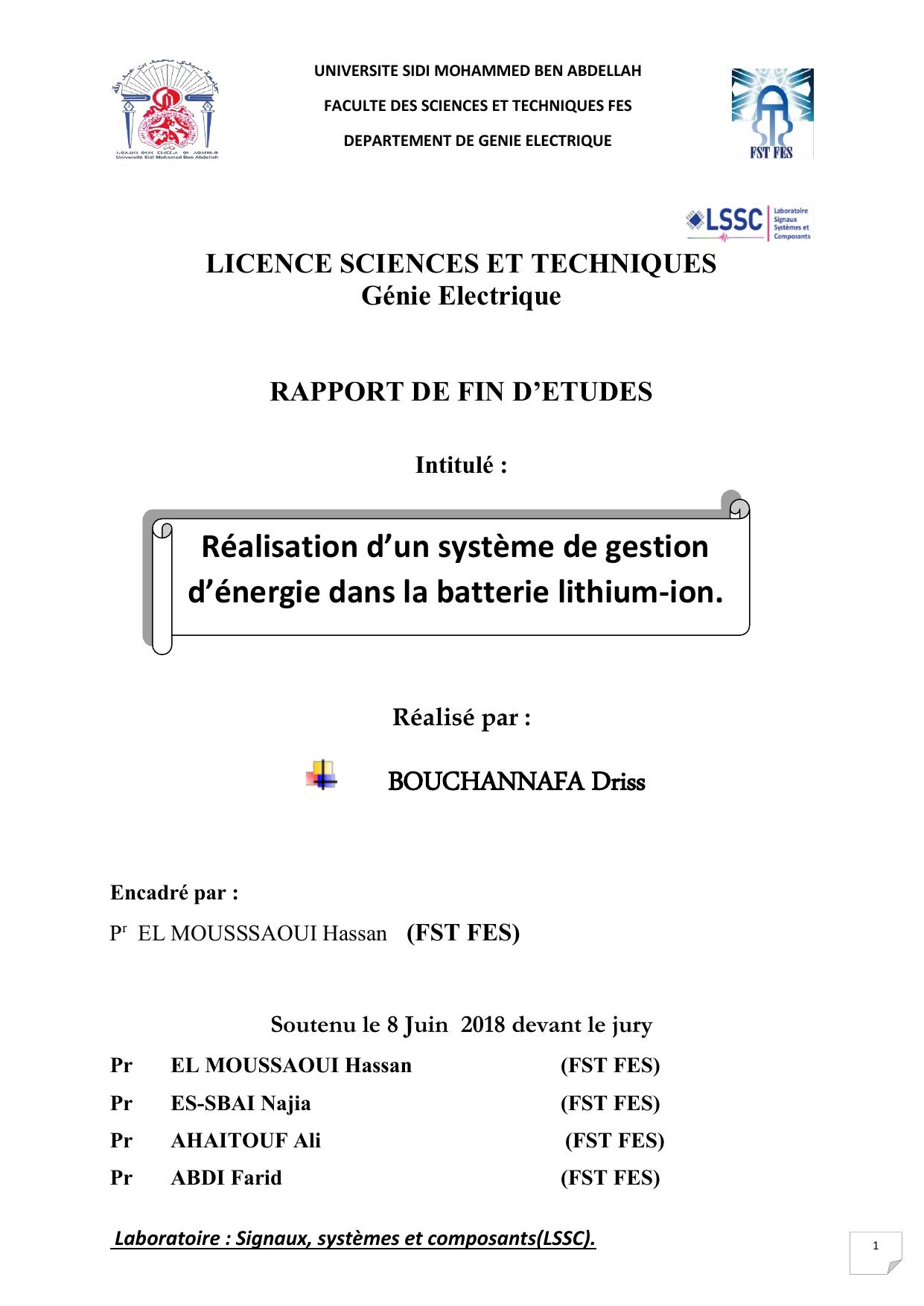 Réalisation d’un système de gestion d’énergie dans la batterie lithium-ion