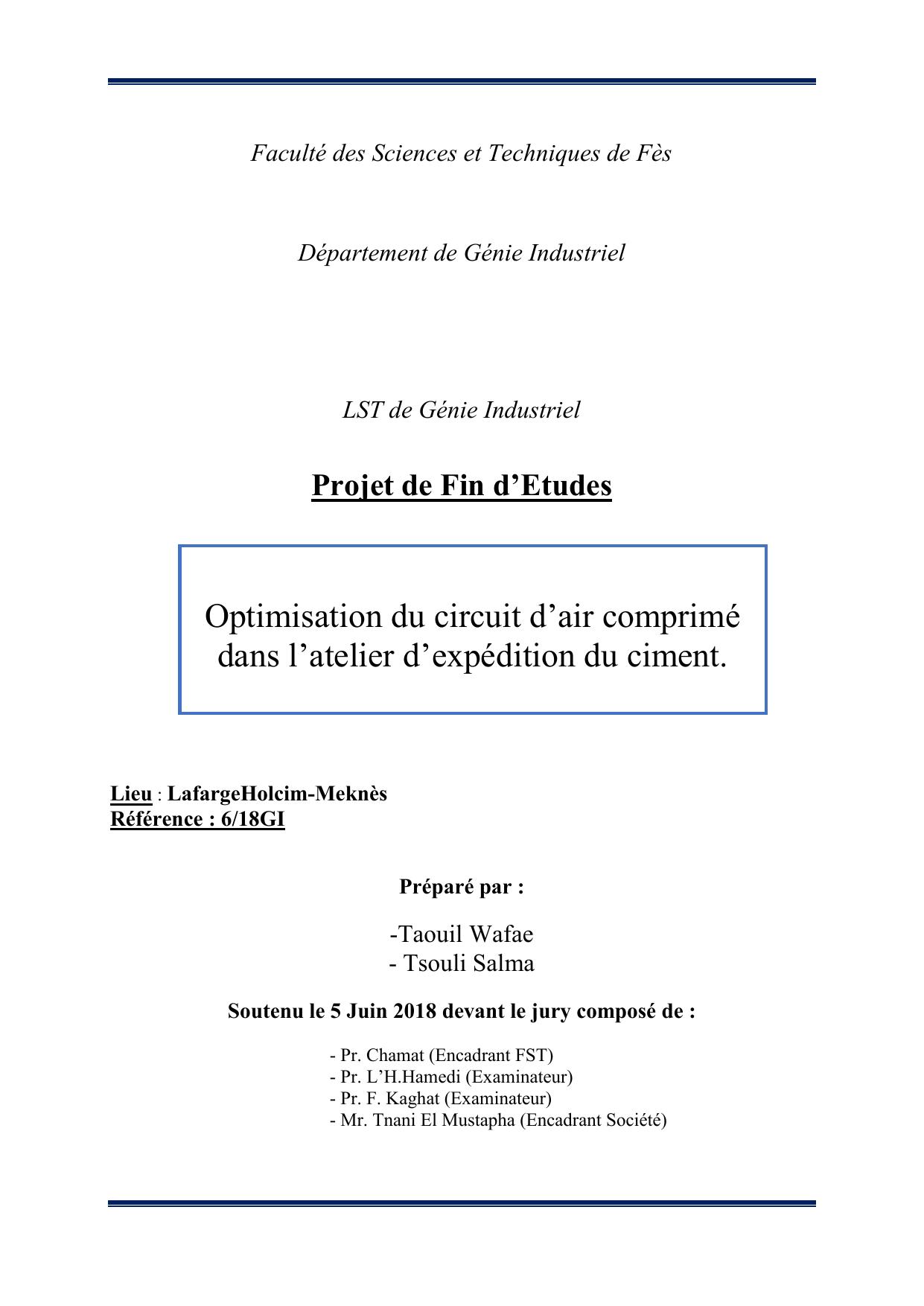 Optimisation du circuit d’air comprimé dans l’atelier d’expédition du ciment