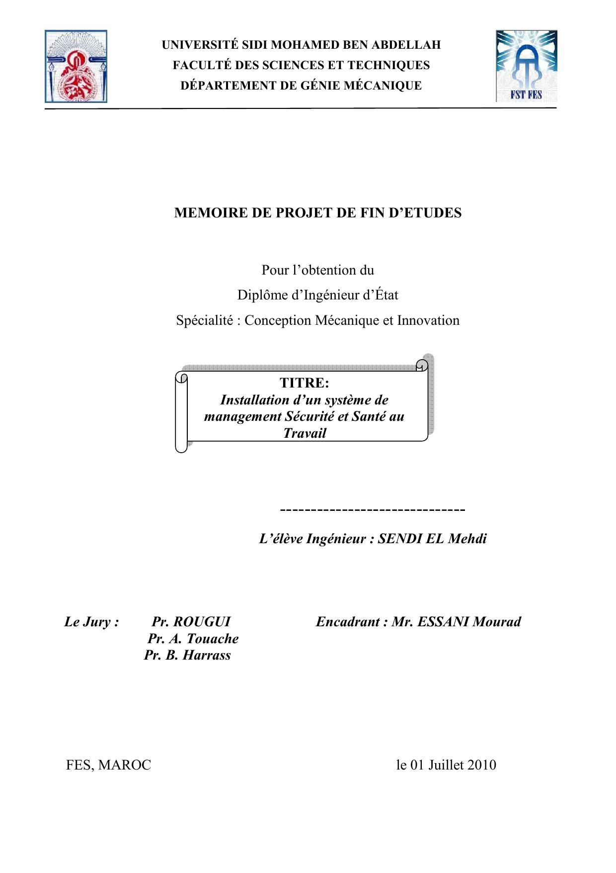 Installation d’un système de management Sécurité et Santé au Travail