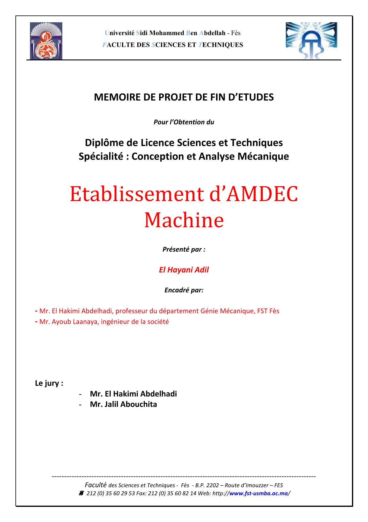 Etablissement d’AMDEC Machine