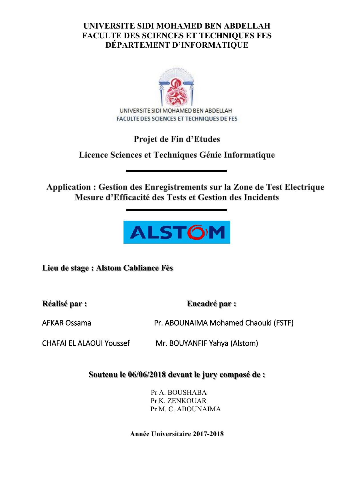 Application: gestion des enregistrements des enregitrements sur la zone de Test sur la zone de Test électrique Mesure d'Efficacité des tests et gestion des incidents