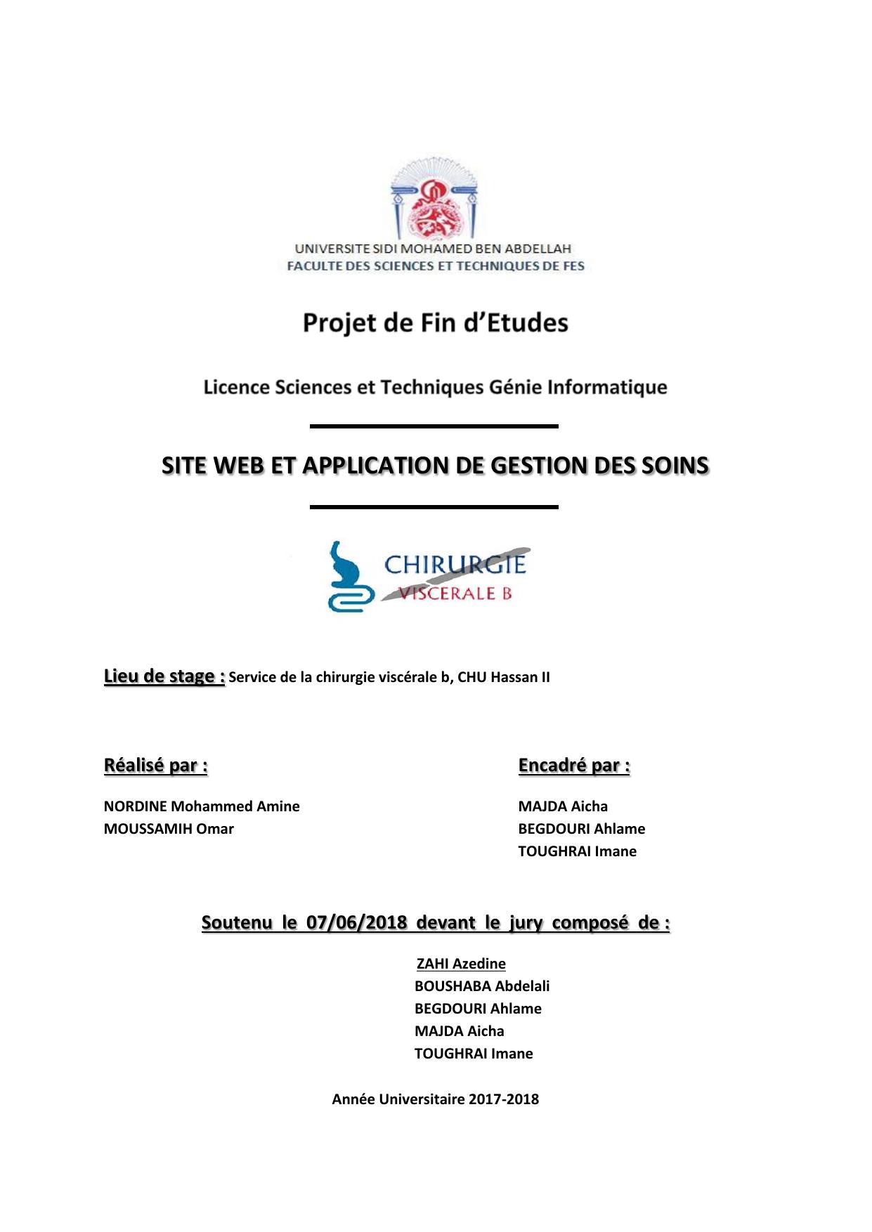 Site web et application des gestion des soins