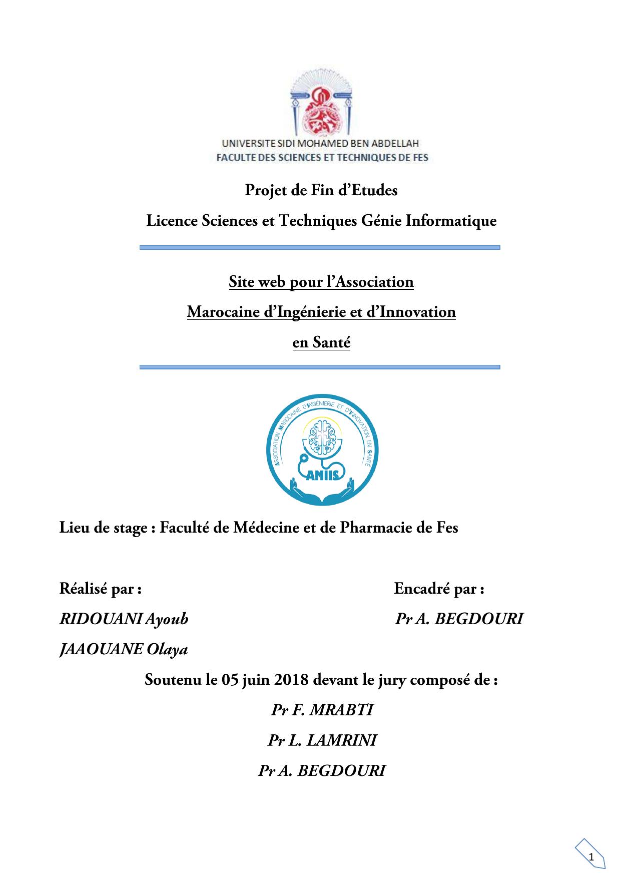 Site web pour l'association marocaine d'ingénierie et d'innovation en santé