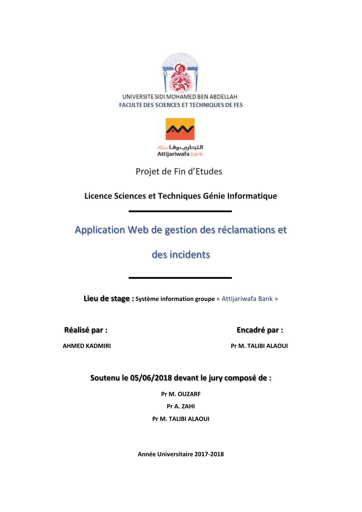 Applicationj web de gestion des réclamations et des incidents