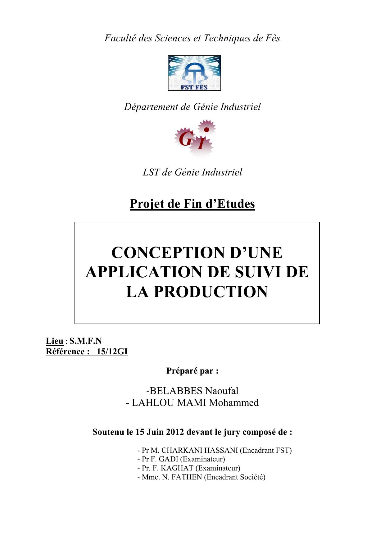 Conception d'une application de suivi de la production