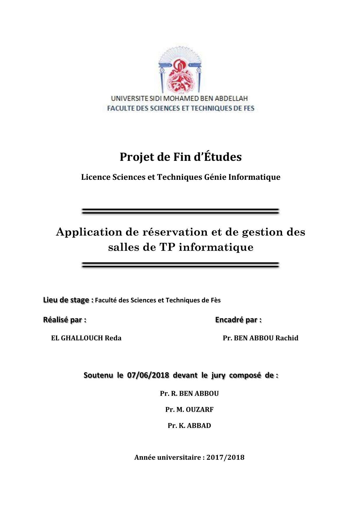 Application de réservation et de gestion des salles de TP informatique