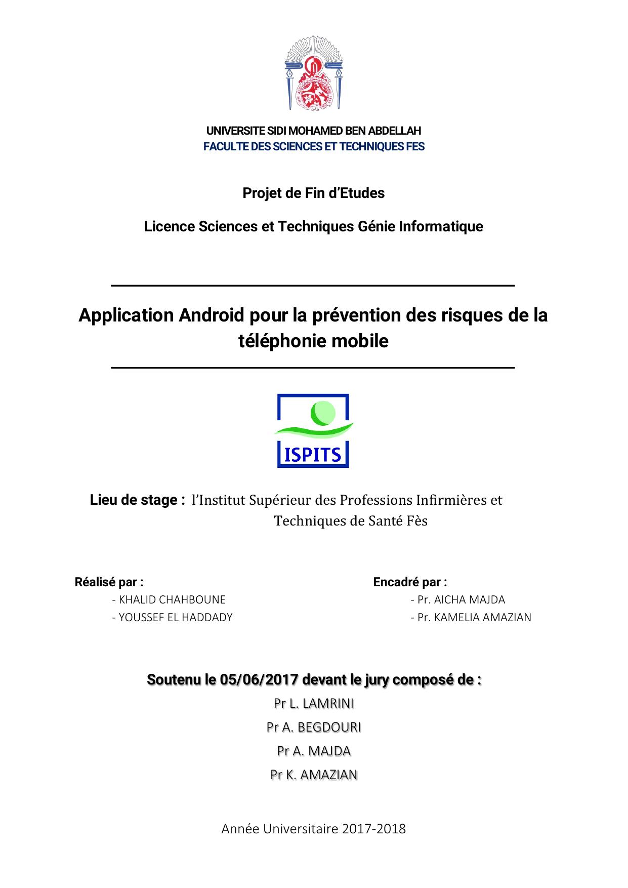 Application Android pour la prévention des risques de la téléphonie mobile