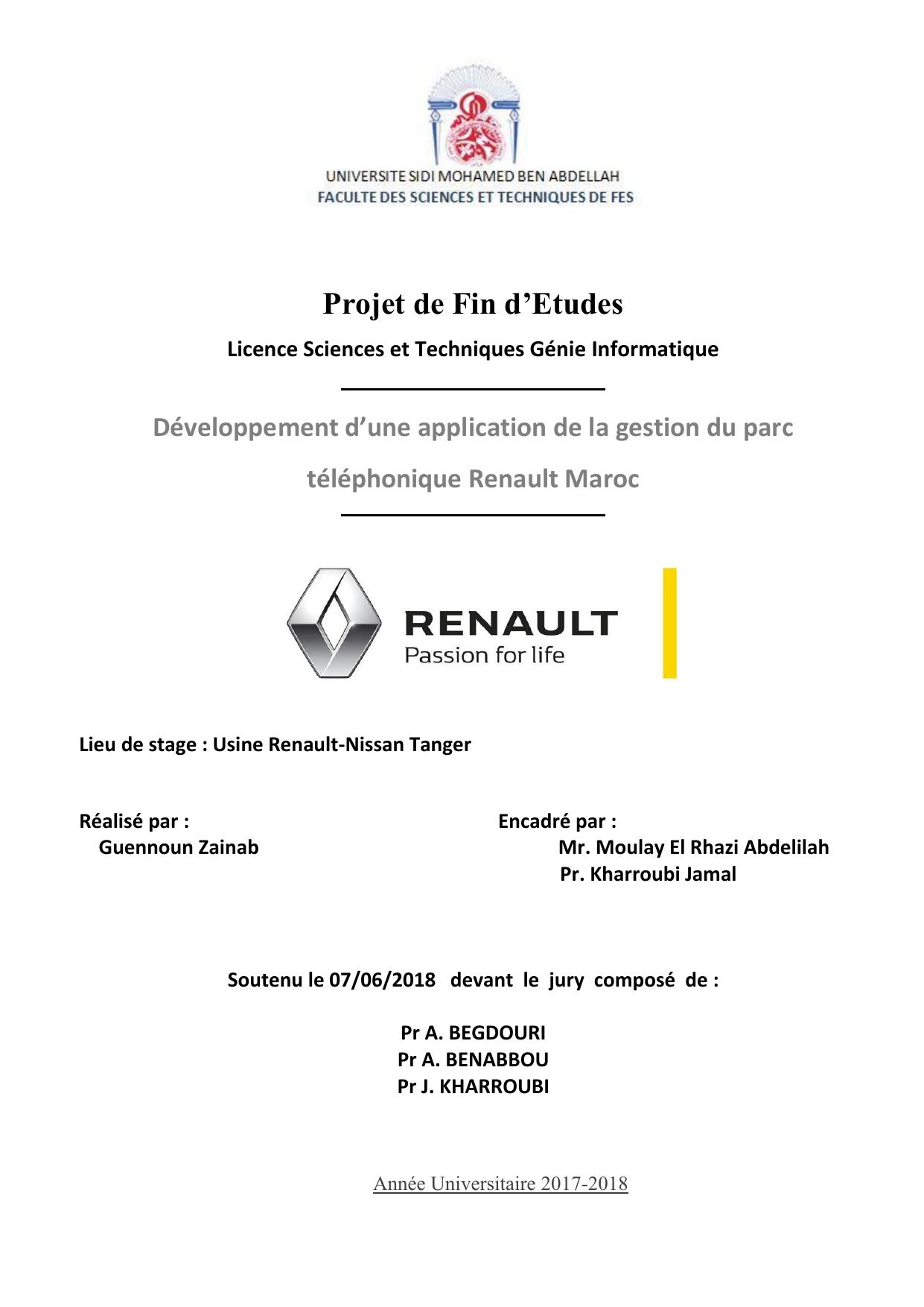Développement d’une application de la gestion du parc téléphonique Renault Maroc