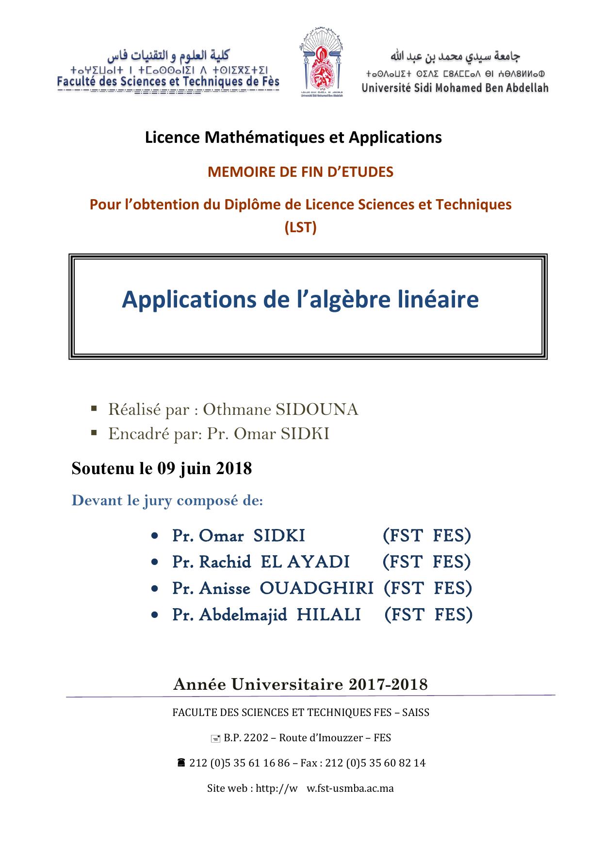 Applications de l’algèbre linéaire