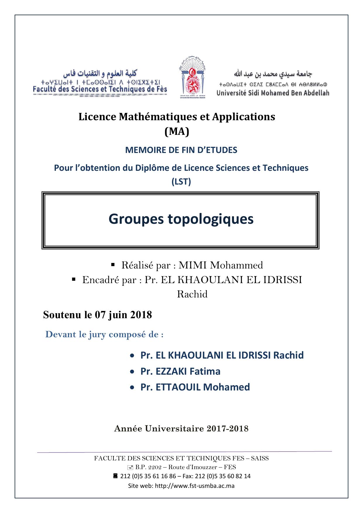 Groupes topologiques