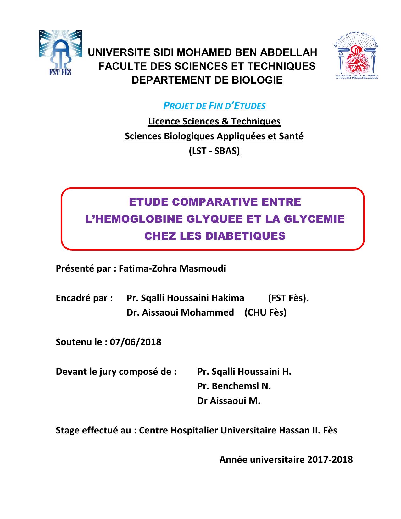 Etude comparative entre l'hémoglobine glyquée et glycémie chez les diabétiques