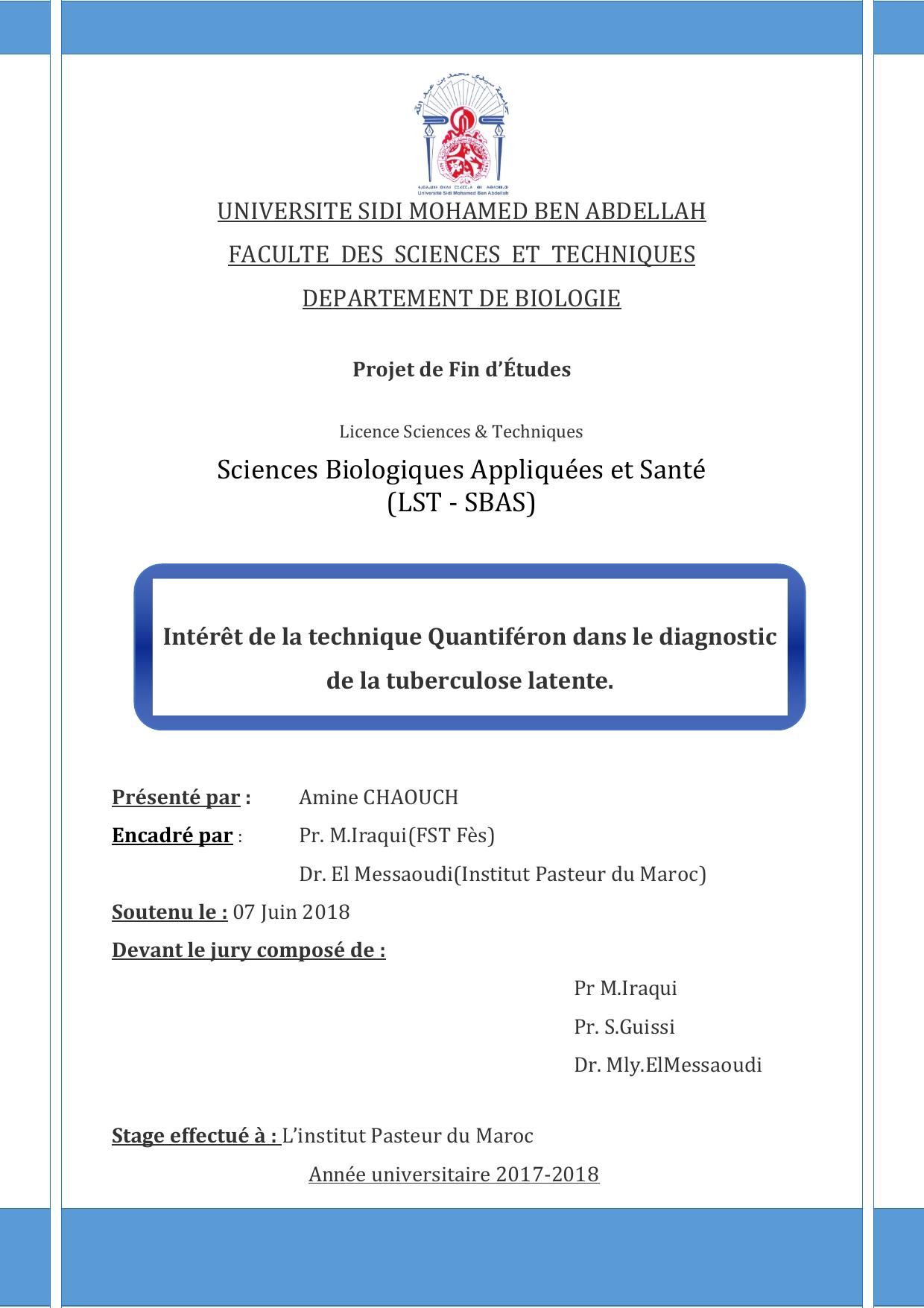 Intérêt de la technique Quantiféron dans le diagnostic de la tuberculose latente