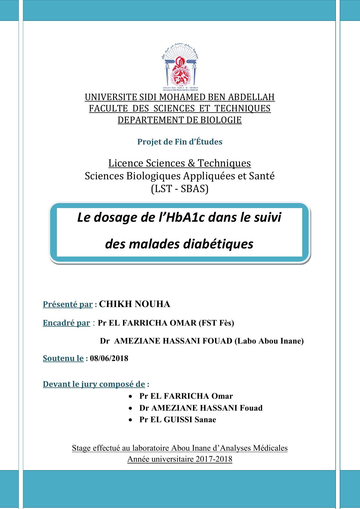 Le dosage de l’HbA1c dans le suivi des malades diabétiques