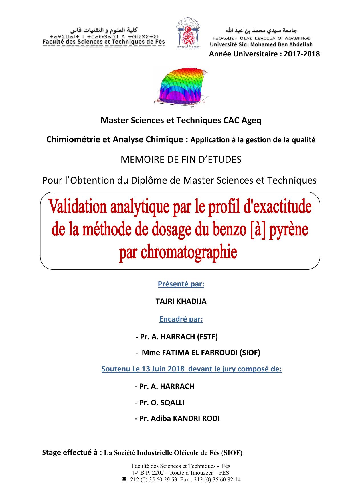 Validation analytique par l’approche de l’erreur totale d’une méthode de dosage du benzo à pyrène par chromatographie liquide à haute performance à polarité de phase inversée