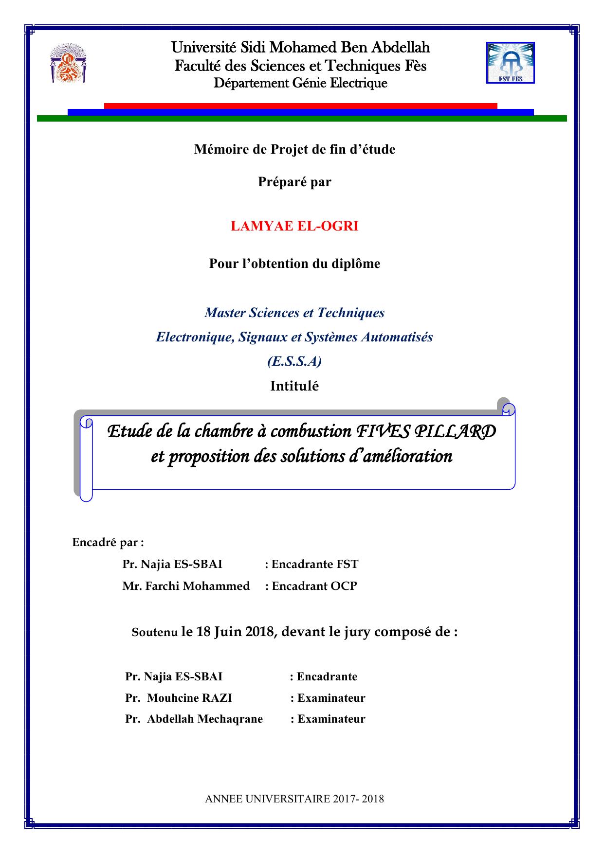 Etude de la chambre à combustion FIVES PILLARD et proposition des solutions d’amélioration