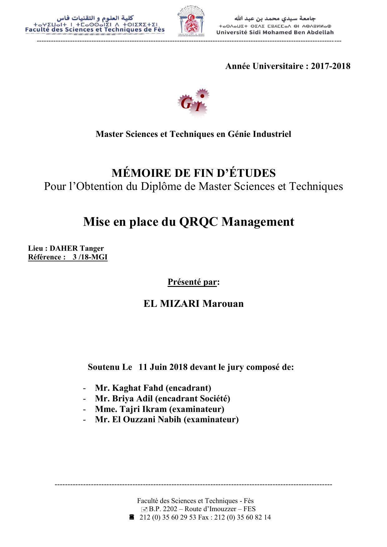 Mise en place du QRQC Management