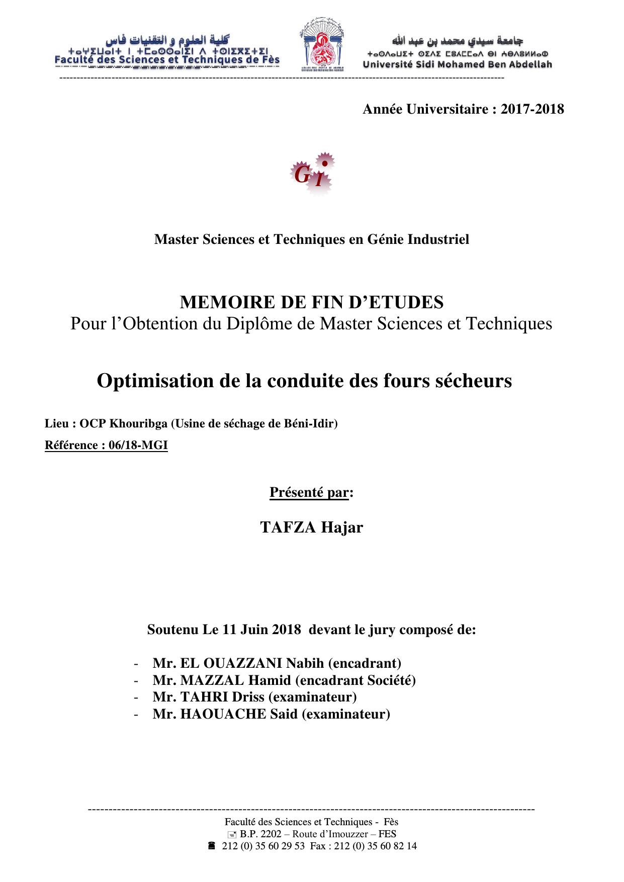 Optimisation de la conduite des fours sécheurs