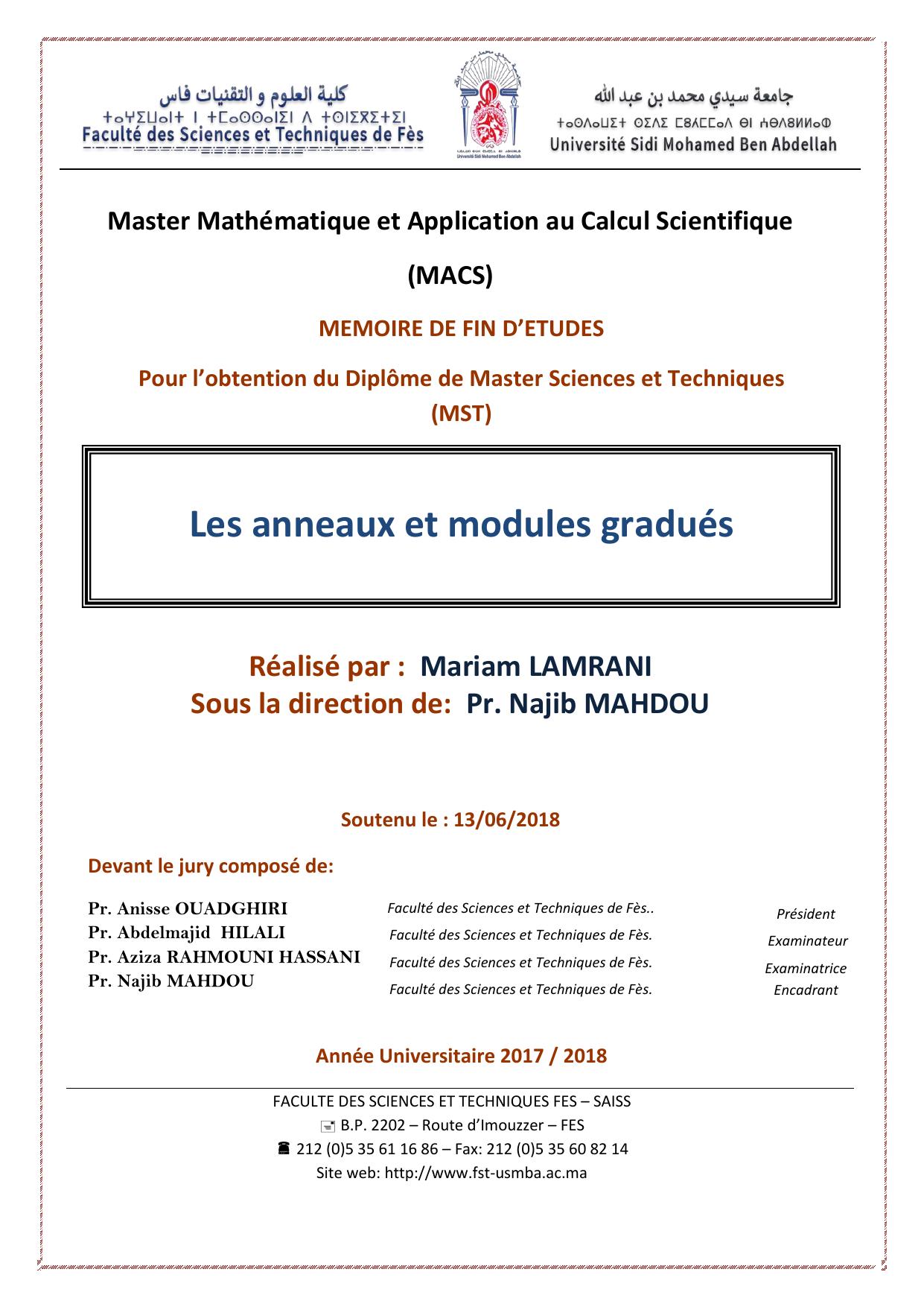 Les anneaux et modules gradués