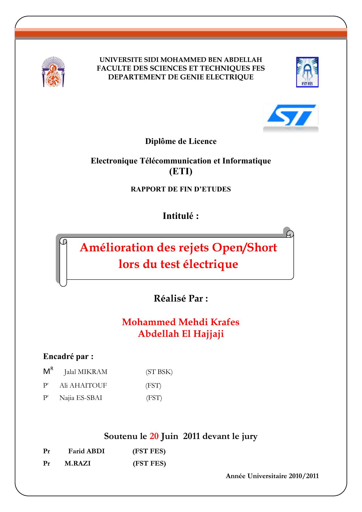 Amélioration des rejets Open/Short lors du test électrique