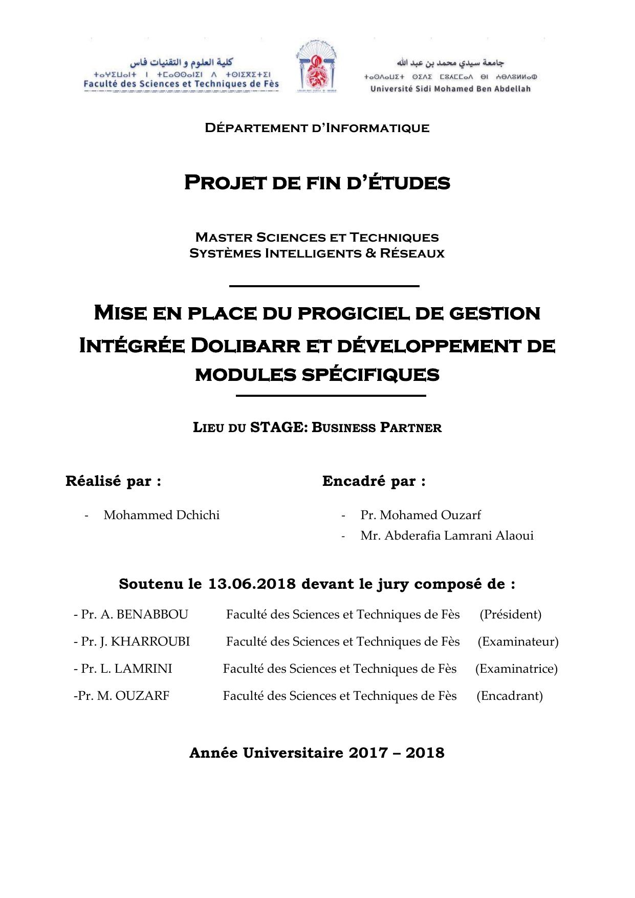 Mise en place du progiciel de gestion intégrée Dolibarr et développement de modules spécifiques