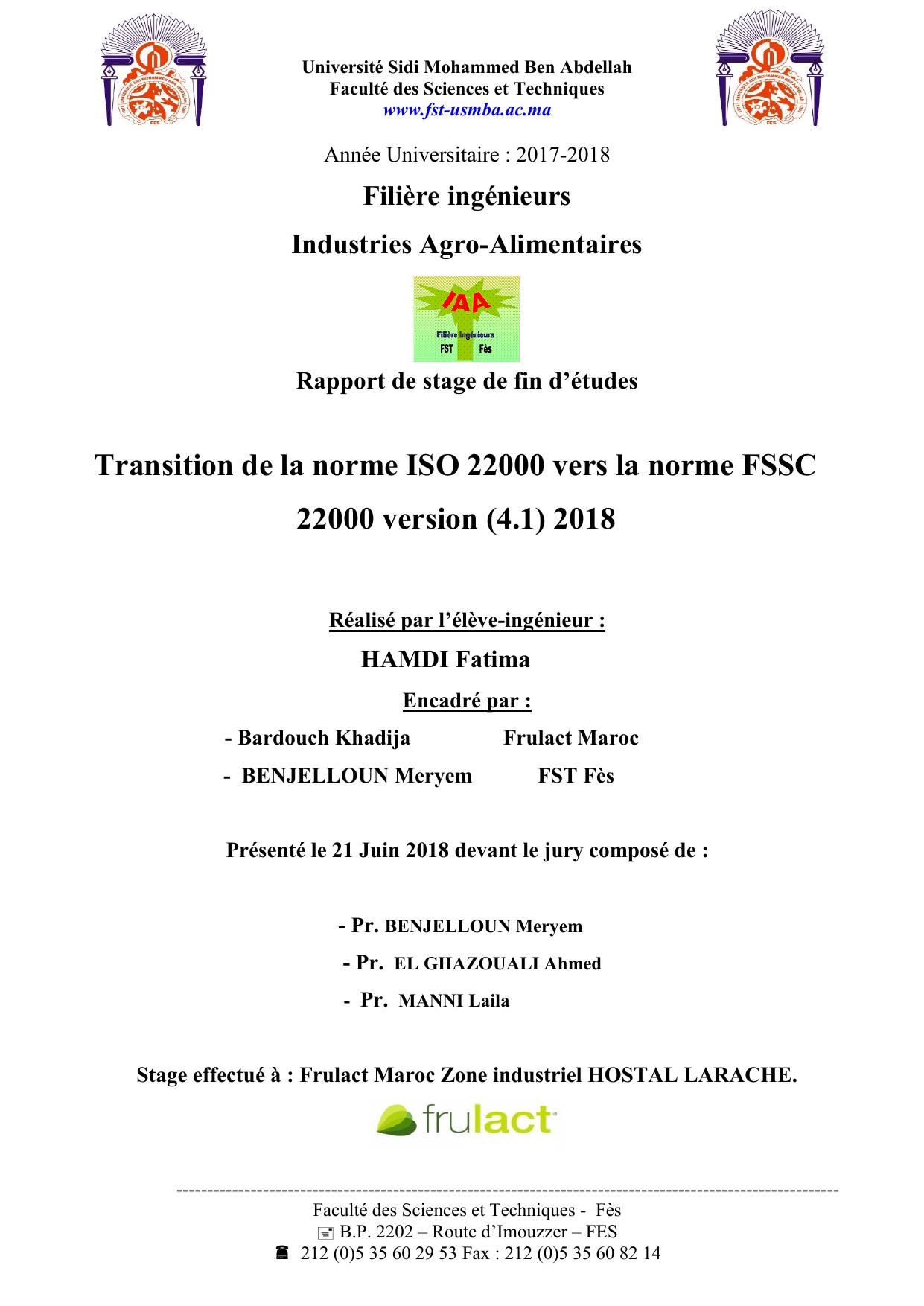 Transition de la norme ISO 22000 vers la norme FSSC 22000 version (4.1) 2018