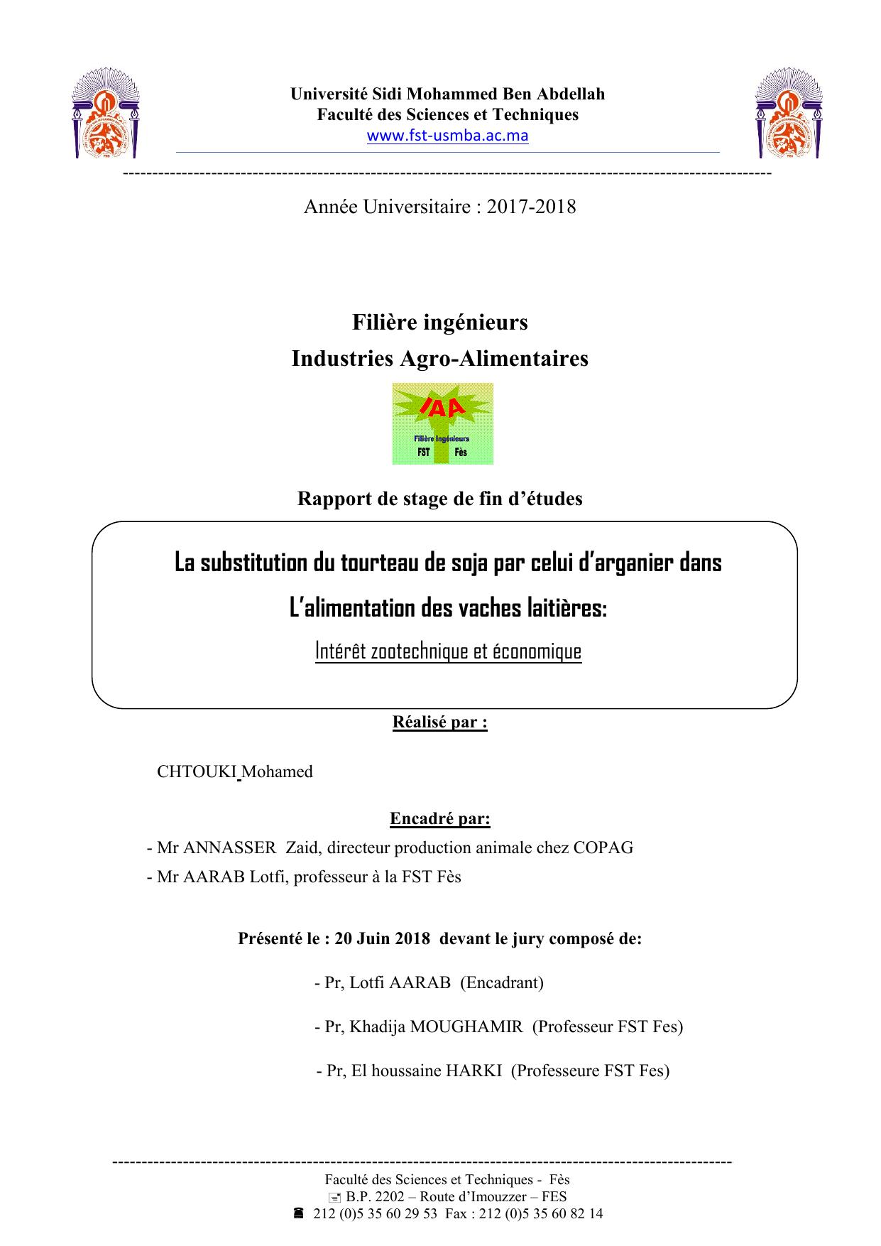 La substitution du tourteau de soja par celui d’arganier dans L’alimentation des vaches laitières: Intérêt zootechnique et économique