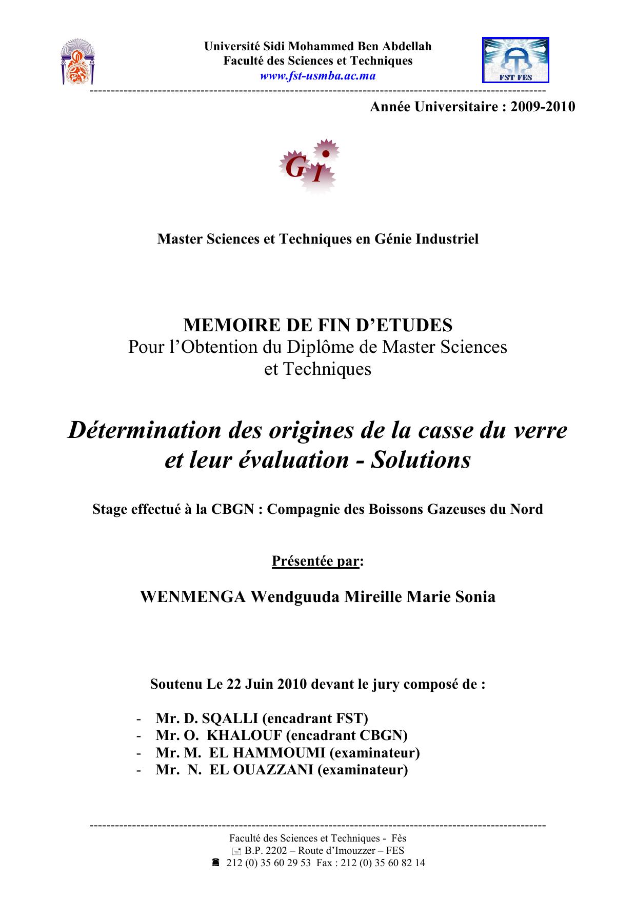 Détermination des origines de la casse du verre et leur évaluation - Solutions