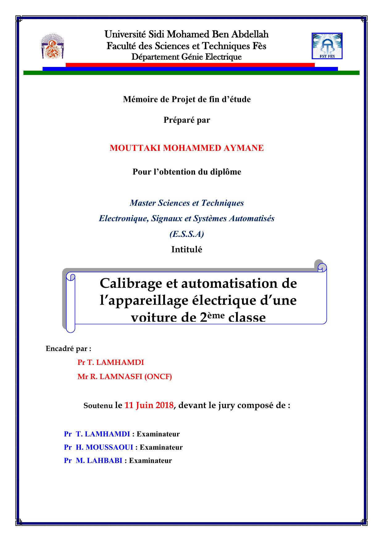 Calibrage et automatisation de l’appareillage électrique d’une voiture de 2ème classe