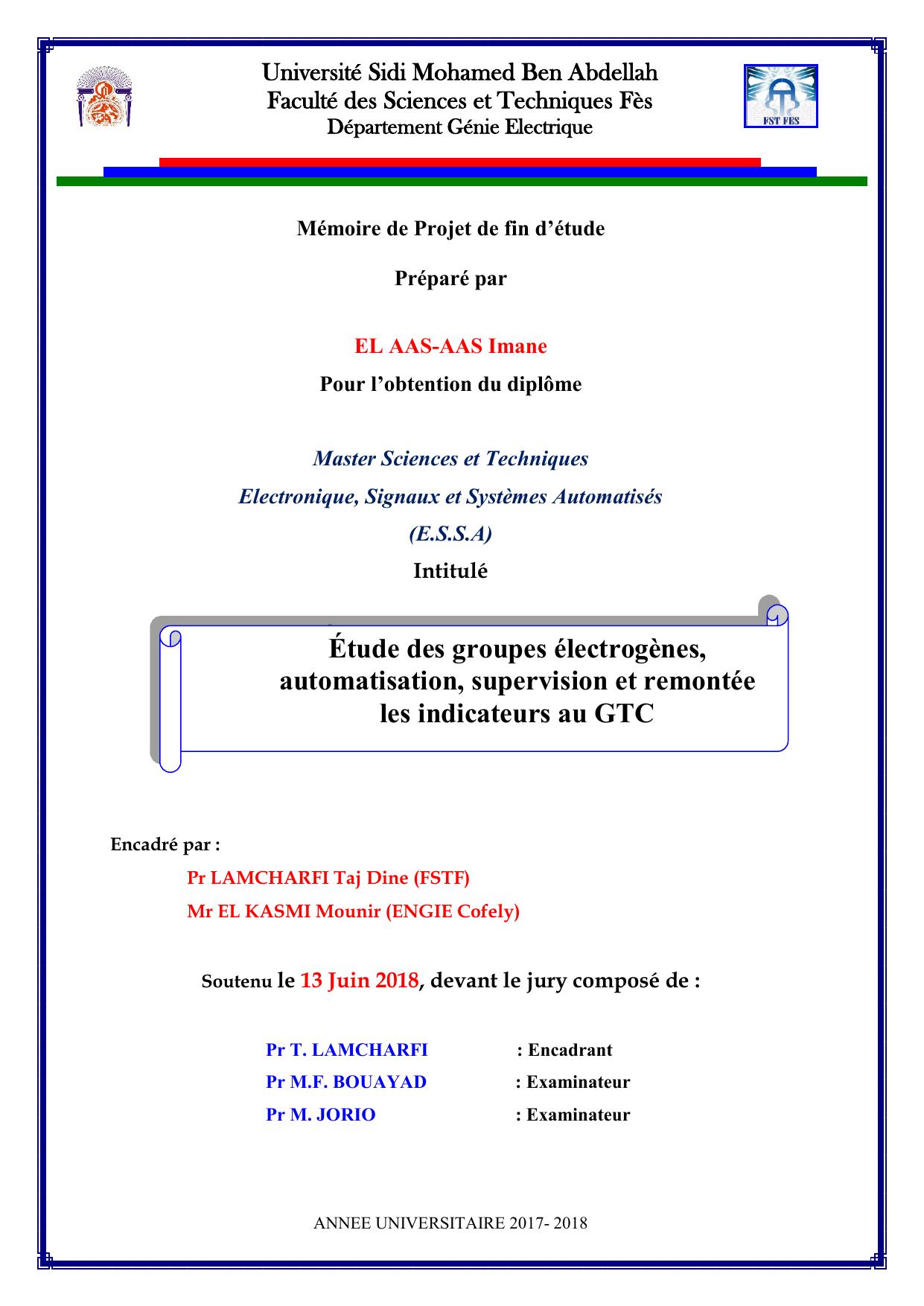 Étude des groupes électrogènes, automatisation, supervision et remontée les indicateurs au GTC